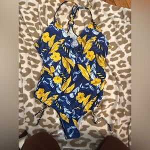Floral Blue and Yellow Swimsuit